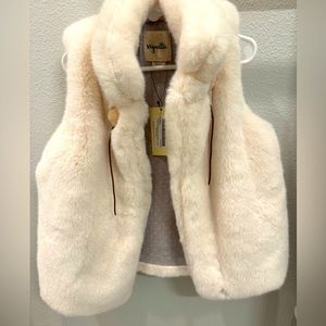 Vignette 8 year old girls cream fuzzy vest